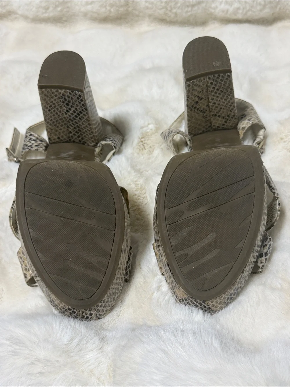 Anne Klein Neutral Snake-Print Platform Heels